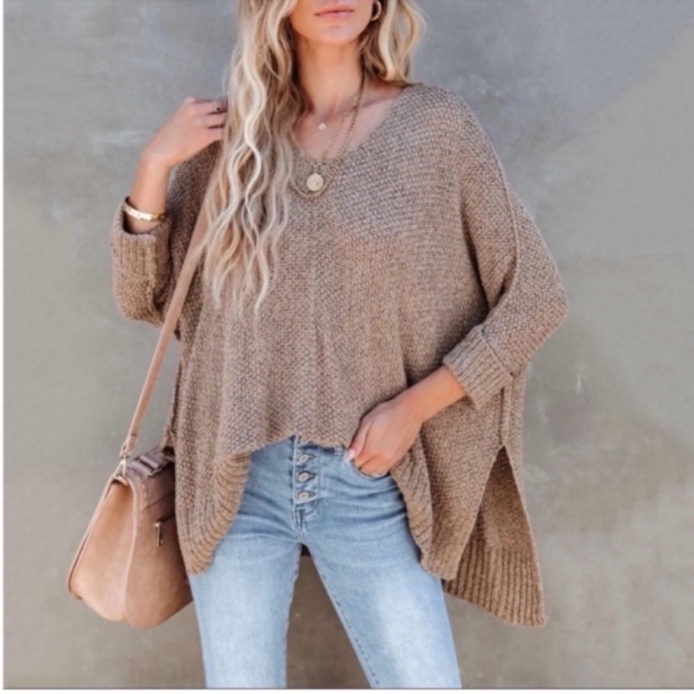 Vici Beige Laid Back Knit Sweater